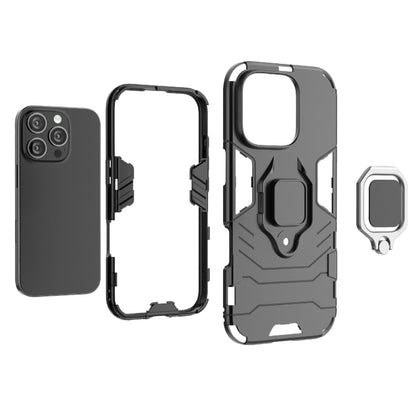 For iPhone 16 Pro Shockproof PC + TPU Holder Phone Case(Navy Blue) - iPhone 16 Pro Cases by buy2fix | Online Shopping UK | buy2fix