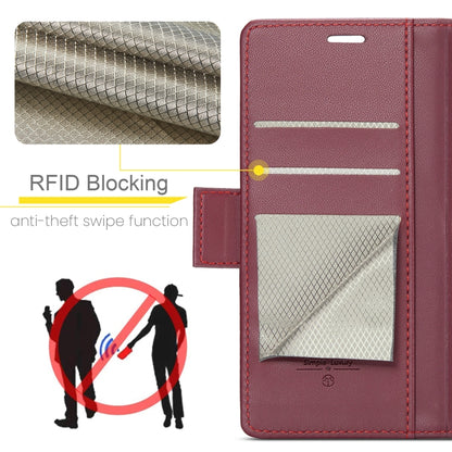 For Samsung Galaxy Z Fold6 5G CaseMe 023 Butterfly Buckle Litchi Texture RFID Anti-theft Leather Phone Case(Wine Red) - Galaxy Z Fold6 5G Cases by CaseMe | Online Shopping UK | buy2fix