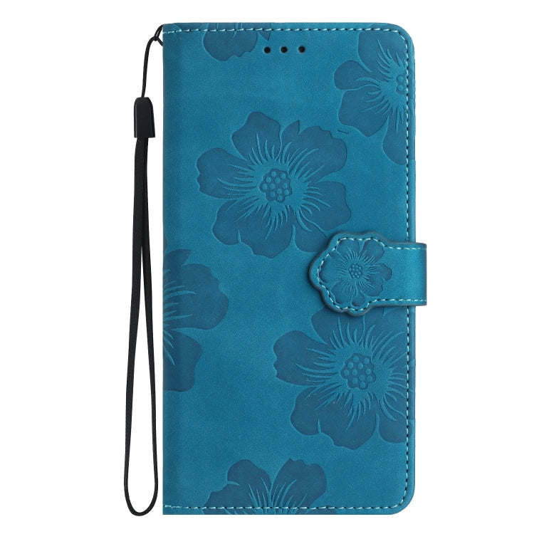 For iPhone 16 Pro Flower Embossing Pattern Leather Phone Case(Blue) - iPhone 16 Pro Cases by buy2fix | Online Shopping UK | buy2fix