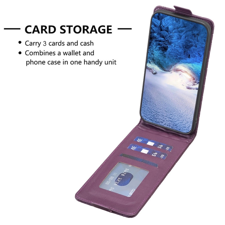 For vivo Y35 4G / Y22s Diamond Lattice Vertical Flip Leather Phone Case(Dark Purple) - vivo Cases by buy2fix | Online Shopping UK | buy2fix