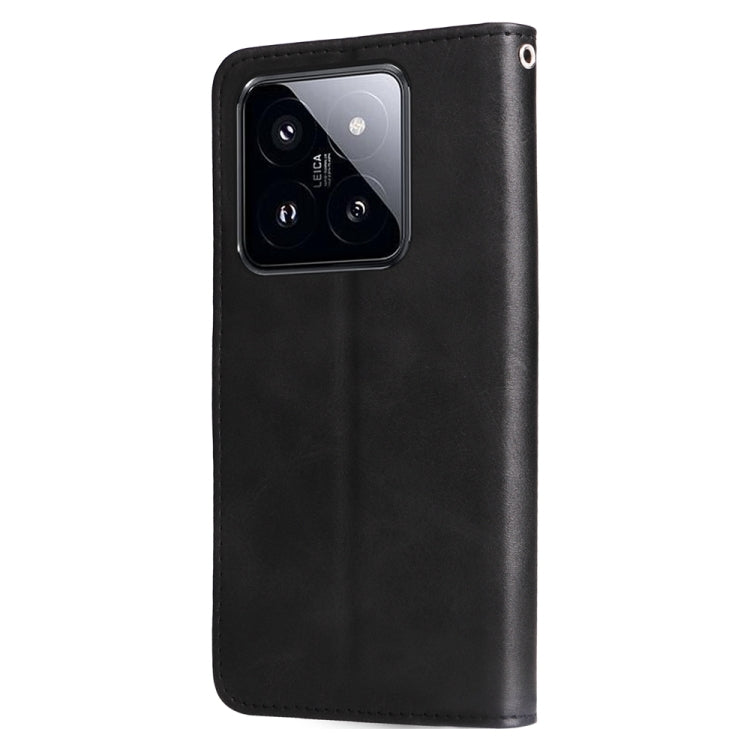 For Xiaomi 14 Pro Fashion Calf Texture Zipper Leather Phone Case(Black) - 14 Pro Cases by buy2fix | Online Shopping UK | buy2fix