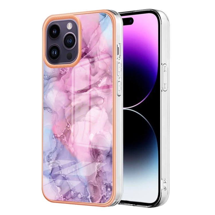 For iPhone 16 Pro Max Electroplating Marble Dual-side IMD Phone Case(Pink 013) - iPhone 16 Pro Max Cases by buy2fix | Online Shopping UK | buy2fix