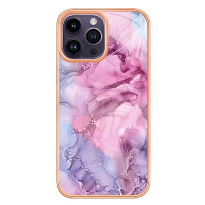 For iPhone 16 Pro Electroplating Marble Dual-side IMD Phone Case(Pink 013) - iPhone 16 Pro Cases by buy2fix | Online Shopping UK | buy2fix