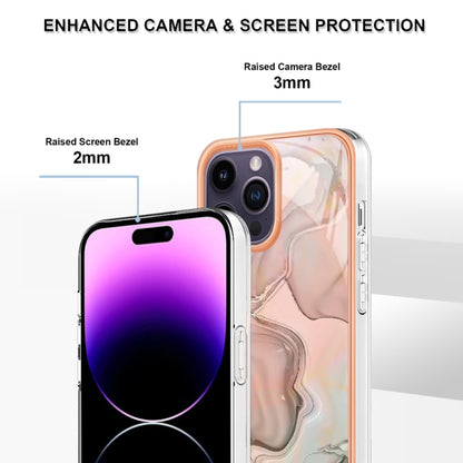 For iPhone 16 Pro Electroplating Marble Dual-side IMD Phone Case(Rose Gold 015) - iPhone 16 Pro Cases by buy2fix | Online Shopping UK | buy2fix