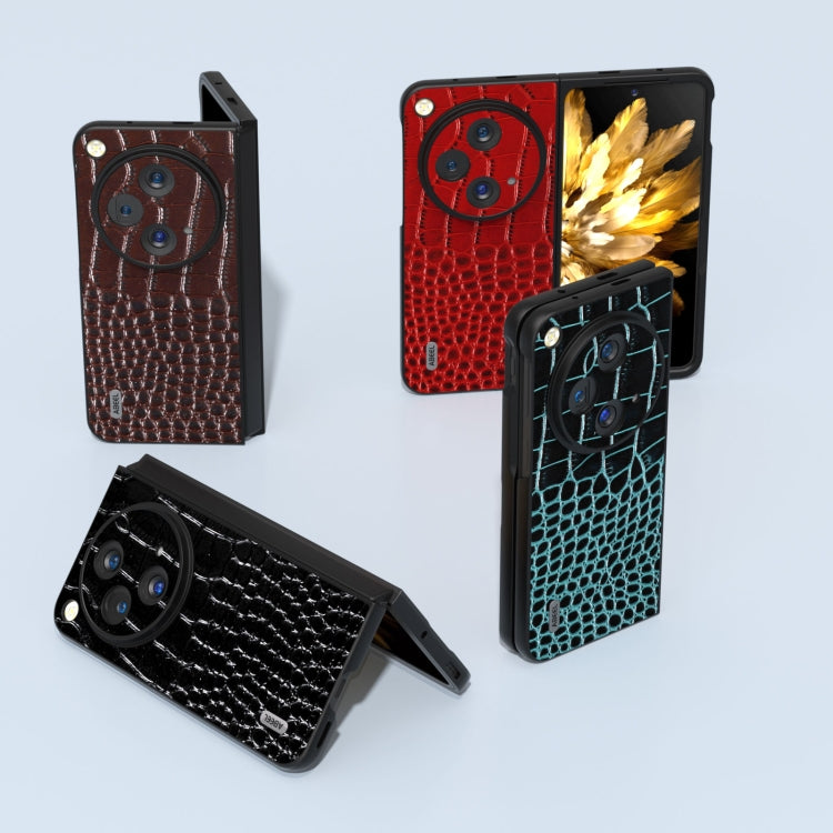 For OPPO Find N3 ABEEL Genuine Leather Crocodile Pattern Black Edge Phone Case(Black) - Find N3 Cases by buy2fix | Online Shopping UK | buy2fix