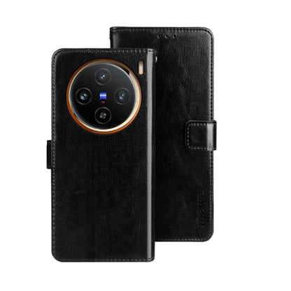 For vivo X100 idewei Crazy Horse Texture Leather Phone Case(Black) - X100 Cases by idewei | Online Shopping UK | buy2fix