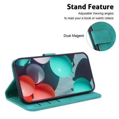 For iPhone 16 Pro Seven-shaped Embossed Leather Phone Case(Green) - iPhone 16 Pro Cases by buy2fix | Online Shopping UK | buy2fix