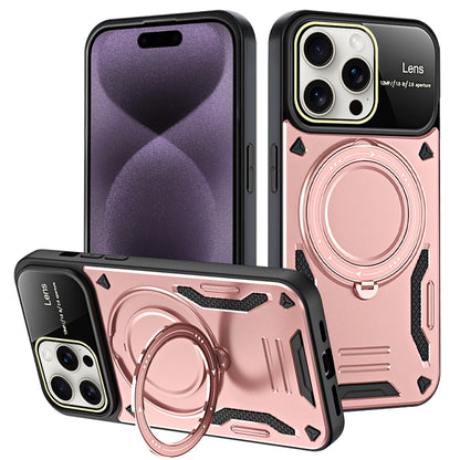 For iPhone 16 Pro Large Window MagSafe Holder Phone Case(Rose Gold) - iPhone 16 Pro Cases by buy2fix | Online Shopping UK | buy2fix