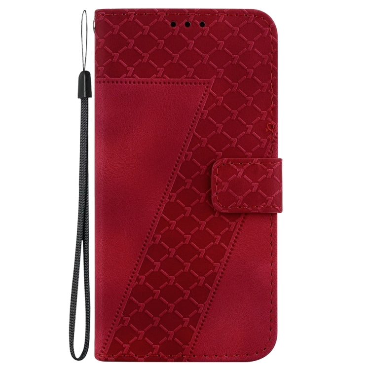 For OnePlus 13 Seven-shaped Embossed Leather Phone Case(Red) - OnePlus Cases by buy2fix | Online Shopping UK | buy2fix