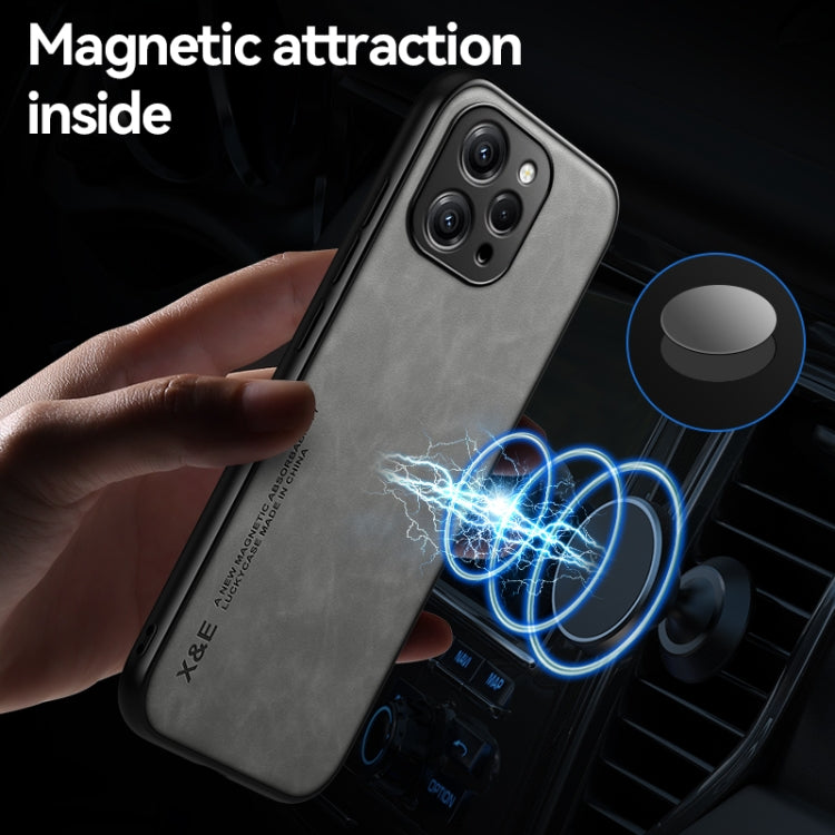 For Xiaomi Redmi Note 13 Pro+ 5G Skin Feel Magnetic Leather Back Phone Case(Light Grey) - Note 13 Pro+ Cases by buy2fix | Online Shopping UK | buy2fix