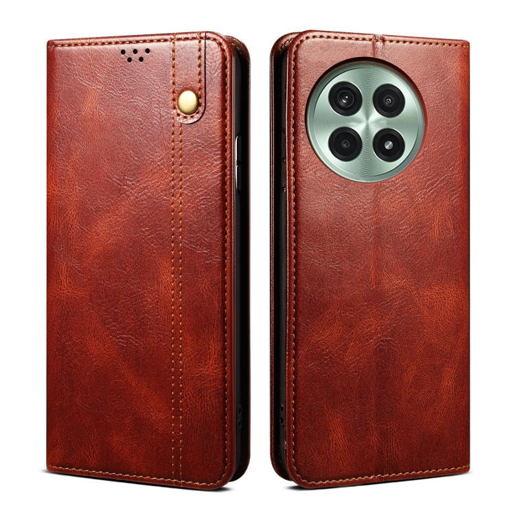 For OnePlus 13 Oil Wax Crazy Horse Texture Leather Phone Case(Brown) - OnePlus Cases by buy2fix | Online Shopping UK | buy2fix