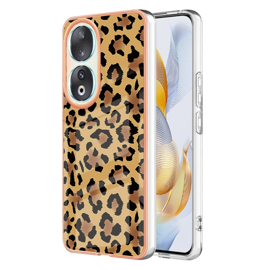 For Honor 90 5G Electroplating Marble Dual-side IMD Phone Case(Leopard Print) - Honor Cases by buy2fix | Online Shopping UK | buy2fix