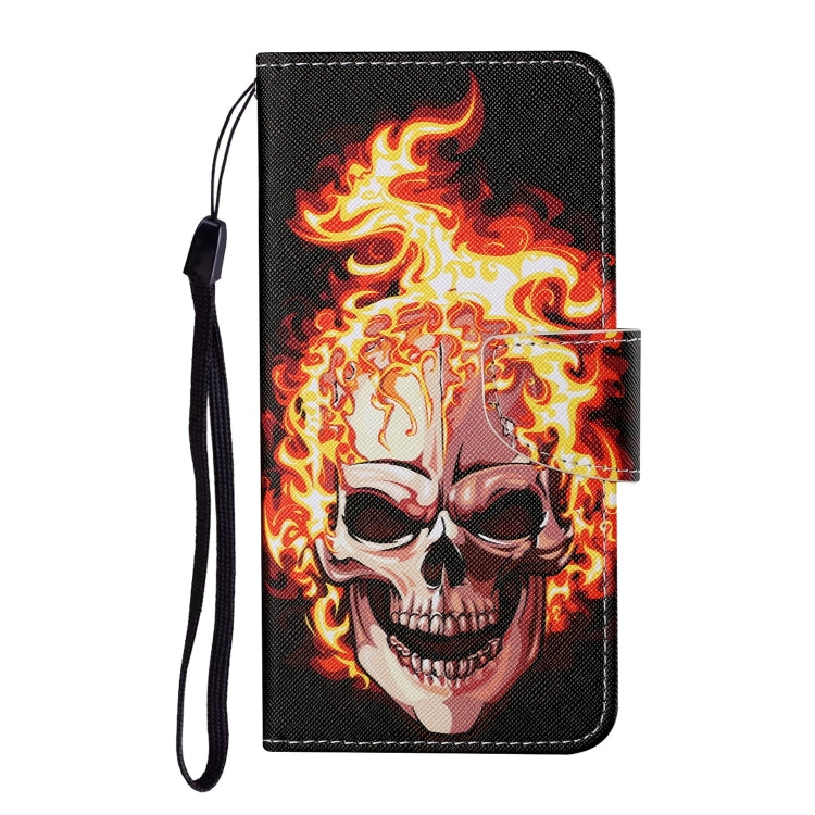 For iPhone 16 Pro Max 3D Colored Drawing Flip Leather Phone Case(Flame Skull) - iPhone 16 Pro Max Cases by buy2fix | Online Shopping UK | buy2fix