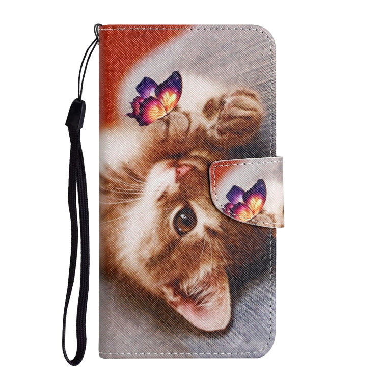 For iPhone 16 3D Colored Drawing Flip Leather Phone Case(Butterfly Cat) - iPhone 16 Cases by buy2fix | Online Shopping UK | buy2fix