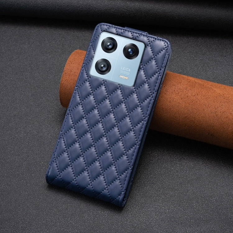 For Xiaomi 13 Pro Diamond Lattice Vertical Flip Leather Phone Case(Blue) - 13 Pro Cases by buy2fix | Online Shopping UK | buy2fix