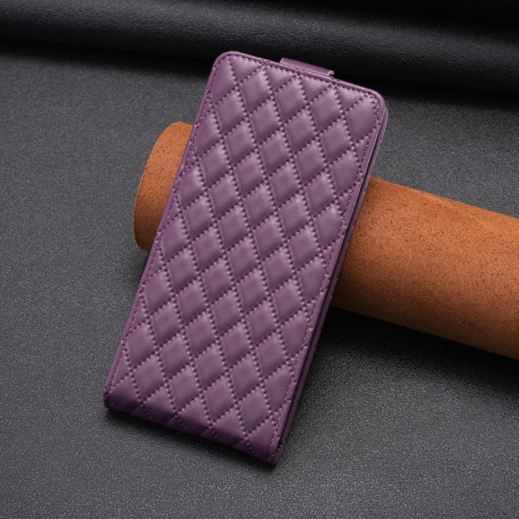 For Xiaomi Redmi 13C Diamond Lattice Vertical Flip Leather Phone Case(Dark Purple) - 13C Cases by buy2fix | Online Shopping UK | buy2fix