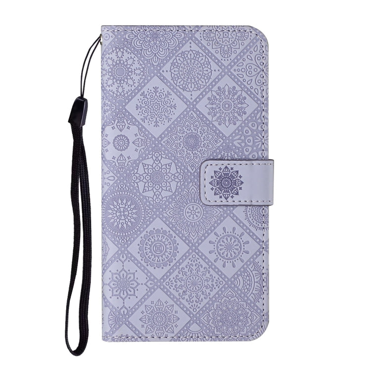 For iPhone 16 Pro Ethnic Style Embossed Pattern Leather Phone Case(Purple) - iPhone 16 Pro Cases by buy2fix | Online Shopping UK | buy2fix