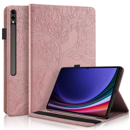 For Samsung Galaxy Tab S9 Ultra Life Tree Series Horizontal Flip Leather Tablet Case(Rose Gold) - Galaxy Tab S9 Ultra Cases by buy2fix | Online Shopping UK | buy2fix