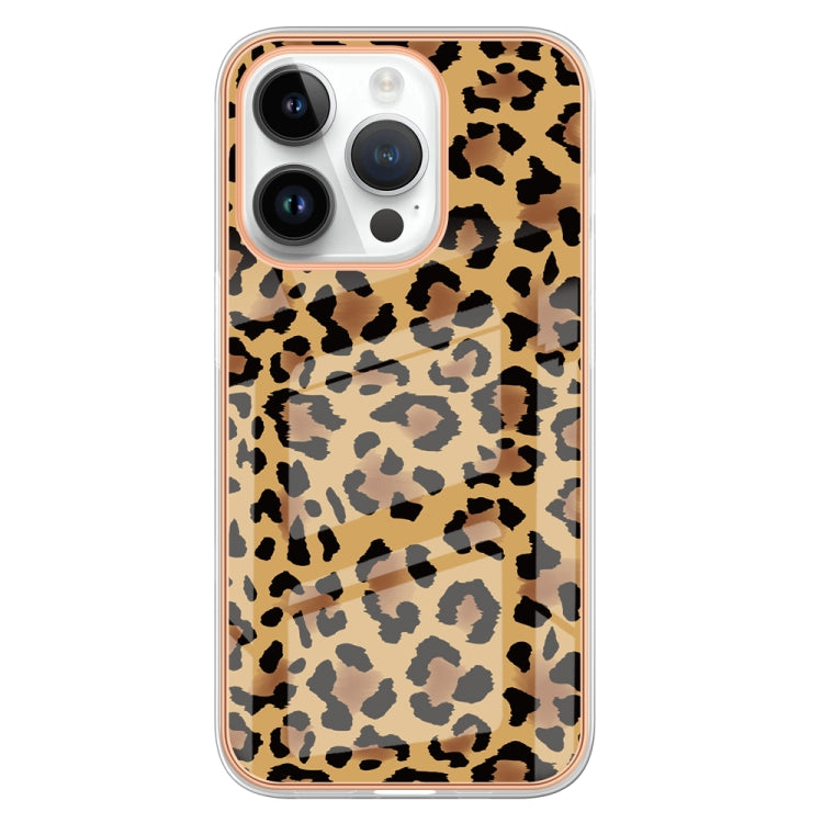 For iPhone 16 Pro Electroplating Marble Dual-side IMD Phone Case(Leopard Print) - iPhone 16 Pro Cases by buy2fix | Online Shopping UK | buy2fix