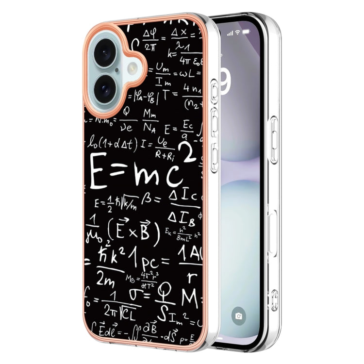 For iPhone 16 Electroplating Marble Dual-side IMD Phone Case(Equation) - iPhone 16 Cases by buy2fix | Online Shopping UK | buy2fix