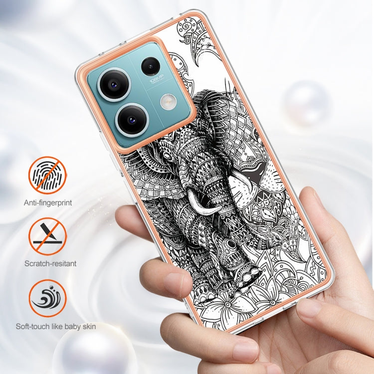 For Xiaomi Redmi Note 13 5G Electroplating Marble Dual-side IMD Phone Case(Totem Elephant) - Note 13 Cases by buy2fix | Online Shopping UK | buy2fix