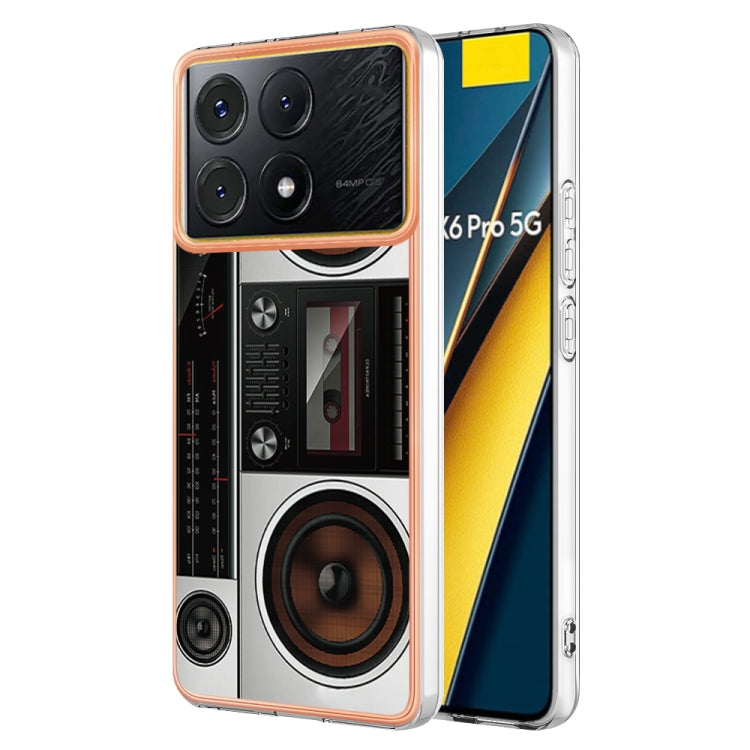 For Xiaomi Poco X6 Pro / Redmi K70E Electroplating Marble Dual-side IMD Phone Case(Retro Radio) - K70E Cases by buy2fix | Online Shopping UK | buy2fix