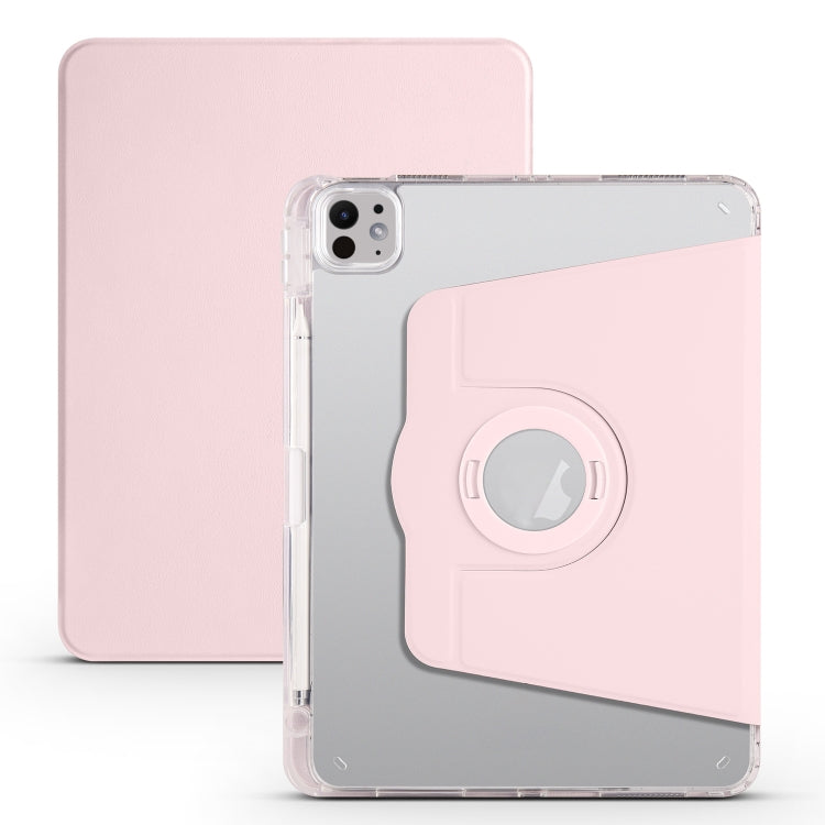 For iPad Pro 13 2024 Clear Acrylic 360 Rotation Detachable Leather Tablet Case(Pink) - iPad Pro 13 2024 Cases by buy2fix | Online Shopping UK | buy2fix