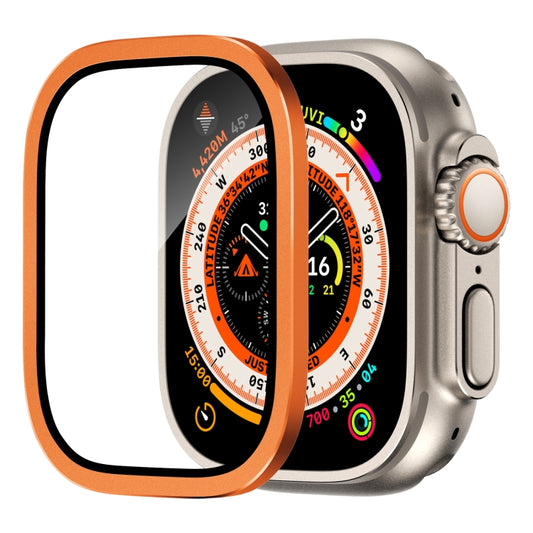 For Apple Watch Ultra 49mm Aluminum Alloy Frame Integrated Tempered Film(Orange) - Others by buy2fix | Online Shopping UK | buy2fix