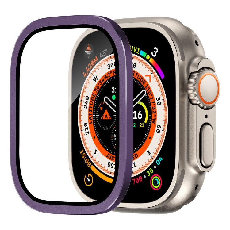 For Apple Watch Ultra 49mm Aluminum Alloy Frame Integrated Tempered Film(Purple) - Others by buy2fix | Online Shopping UK | buy2fix