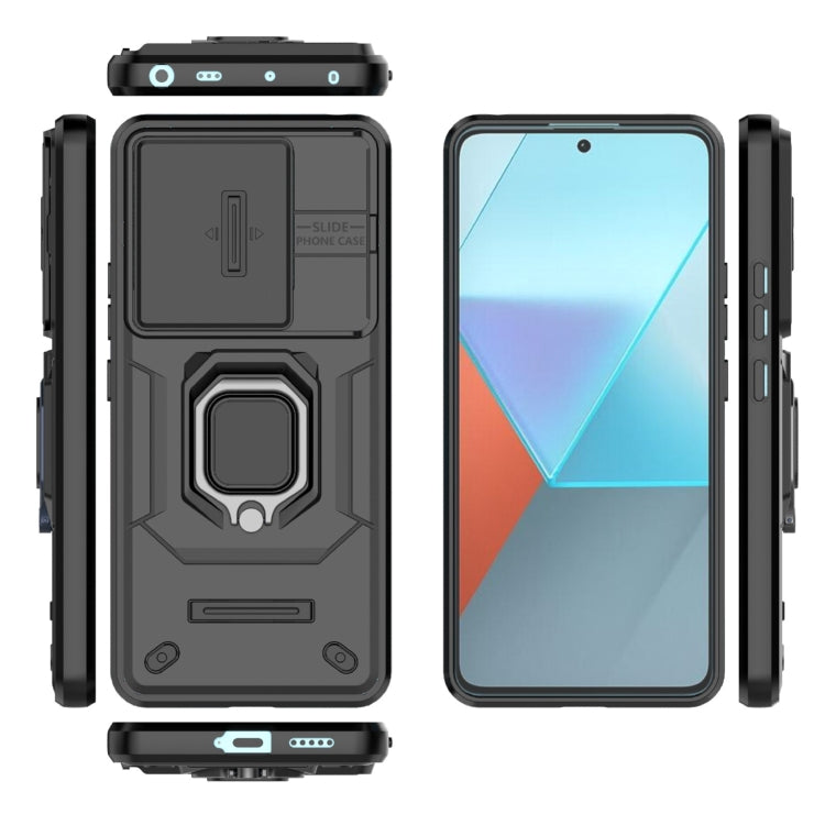 For Xiaomi Redmi Note 13 Pro 5G Sliding Camshield TPU + PC Shockproof Phone Case with Holder(Black) - Note 13 Pro Cases by buy2fix | Online Shopping UK | buy2fix
