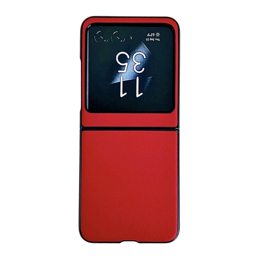 For Motorola Razr 50 Solid Color Leather Texture Phone Case(Red) - Motorola Cases by buy2fix | Online Shopping UK | buy2fix