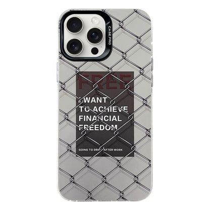 For iPhone 16 Pro Max Electroplated Silver Series PC Protective Phone Case(Creative Text B) - iPhone 16 Pro Max Cases by buy2fix | Online Shopping UK | buy2fix