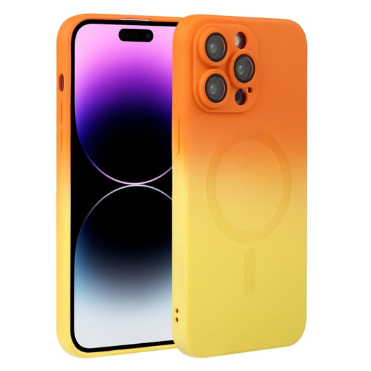 For iPhone 15 Pro Max Liquid TPU Silicone Gradient MagSafe Phone Case(Orange Yellow) - iPhone 15 Pro Max Cases by buy2fix | Online Shopping UK | buy2fix