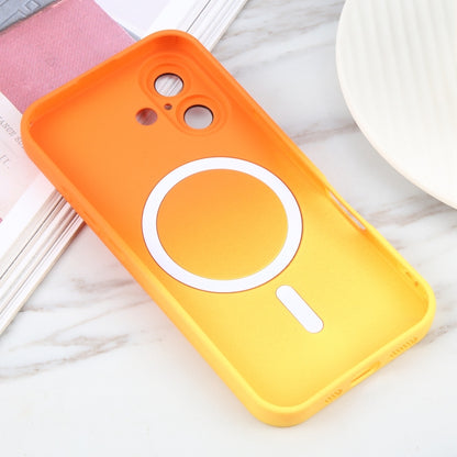 For iPhone 16 Plus Liquid TPU Silicone Gradient MagSafe Phone Case(Orange Yellow) - iPhone 16 Plus Cases by buy2fix | Online Shopping UK | buy2fix