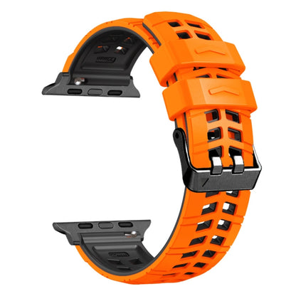 For Apple Watch Series 5 40mm Twill Dual-row Buckle Silicone Watch Band(Orange Black) - Watch Bands by buy2fix | Online Shopping UK | buy2fix