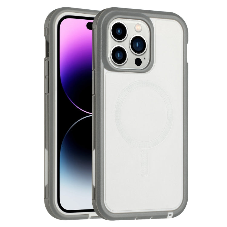 For iPhone 14 Pro Defender Series XT MagSafe Magnetic PC + TPU Shockproof Phone Case(White+Grey) - iPhone 14 Pro Cases by buy2fix | Online Shopping UK | buy2fix