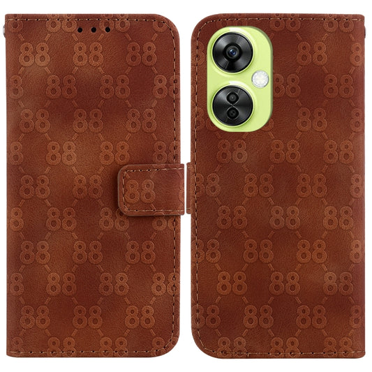 For OnePlus 11 Double 8-shaped Embossed Leather Phone Case(Brown) - OnePlus Cases by buy2fix | Online Shopping UK | buy2fix