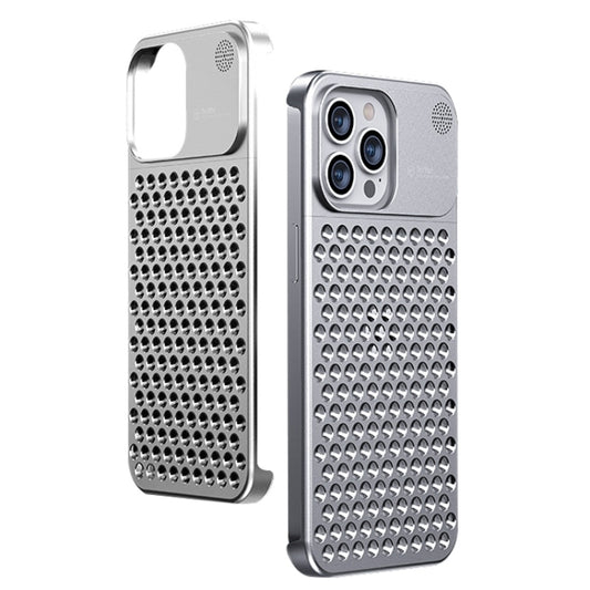 For iPhone 15 Pro Aromatherapy Aluminum Alloy Cooling Phone Case(Silver) - iPhone 15 Pro Cases by buy2fix | Online Shopping UK | buy2fix
