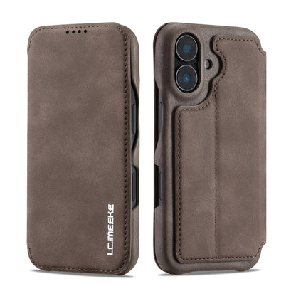 For iPhone 16 Plus LC.IMEEKE Hon Ancient Series Flip Leather Phone Case(Coffee) - iPhone 16 Plus Cases by LC.IMEEKE | Online Shopping UK | buy2fix