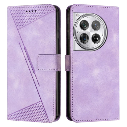 For OnePlus 12 Dream Triangle Leather Phone Case with Lanyard(Purple) - OnePlus Cases by buy2fix | Online Shopping UK | buy2fix