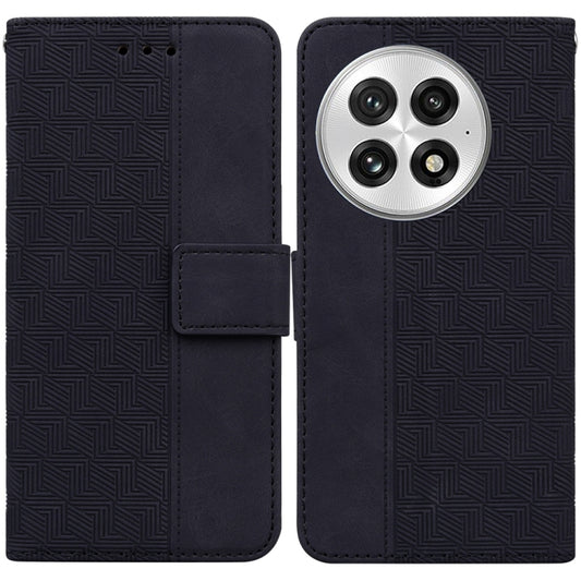 For OnePlus 13 Geometric Embossed Leather Phone Case(Black) - OnePlus Cases by buy2fix | Online Shopping UK | buy2fix