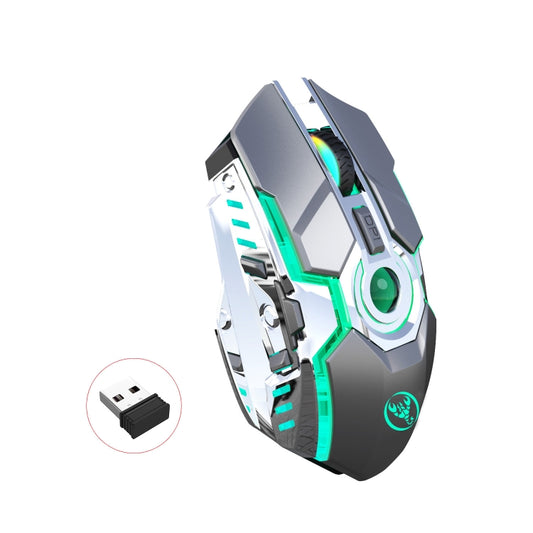 HXSJ T30 2400DPI RGB 2.4GHz Wireless Mouse(Metallic Grey) - Wireless Mice by HXSJ | Online Shopping UK | buy2fix