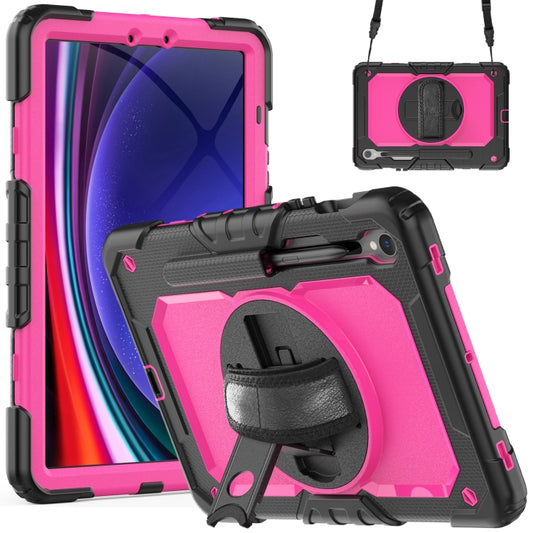 For Samsung Galaxy Tab S9 / S8 / S7 Silicone + PC Tablet Case(Black+Rose Red) - Galaxy Tab S9 Cases by buy2fix | Online Shopping UK | buy2fix