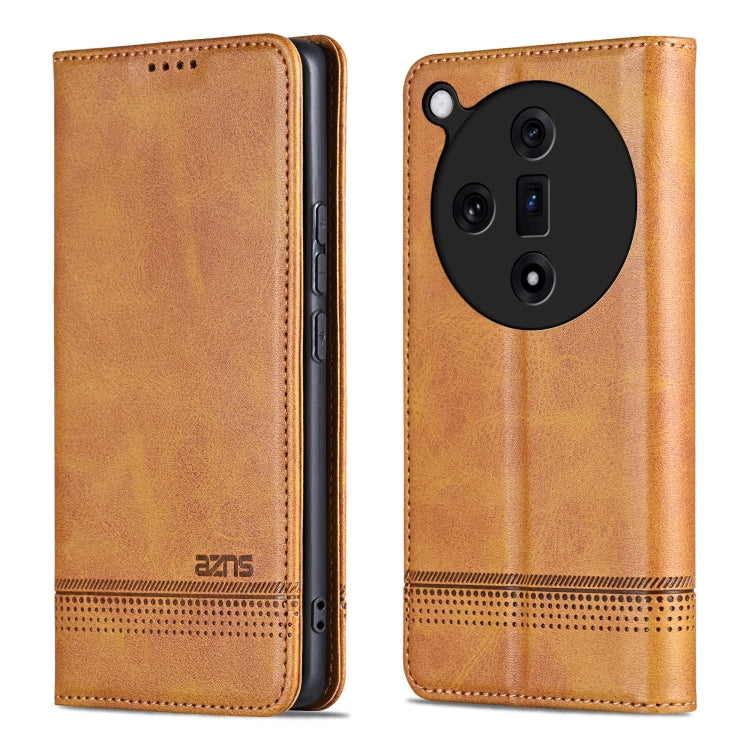 For OPPO Find X7 AZNS Magnetic Calf Texture Flip Leather Phone Case(Light Brown) - OPPO Cases by AZNS | Online Shopping UK | buy2fix