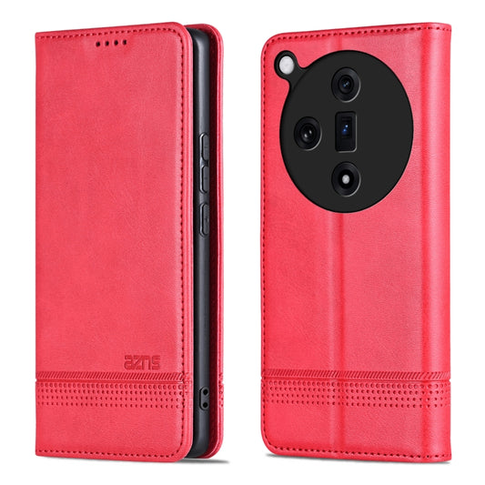 For OPPO Find X7 AZNS Magnetic Calf Texture Flip Leather Phone Case(Red) - OPPO Cases by AZNS | Online Shopping UK | buy2fix