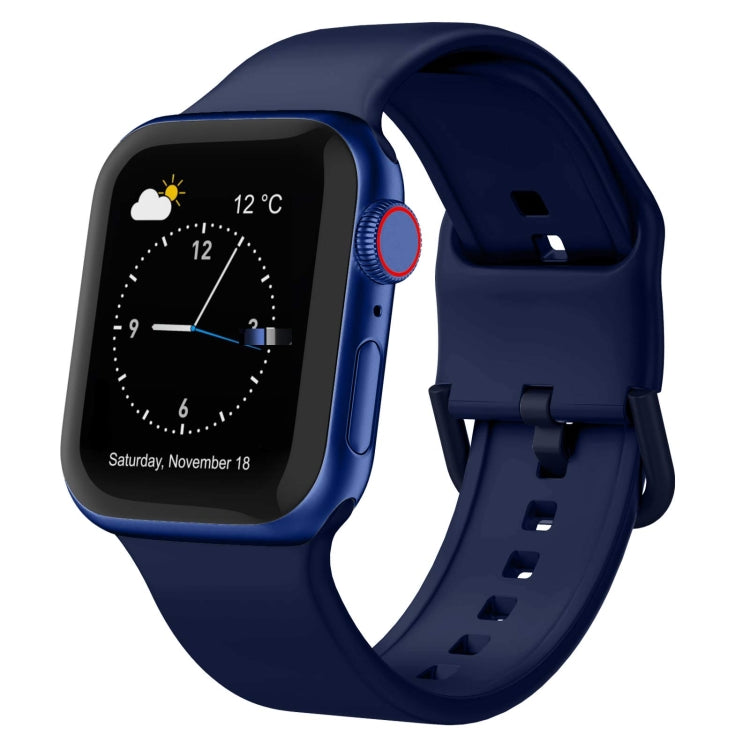 For Apple Watch 42mm Pin Buckle Silicone Watch Band(Midnight Blue) - Watch Bands by buy2fix | Online Shopping UK | buy2fix