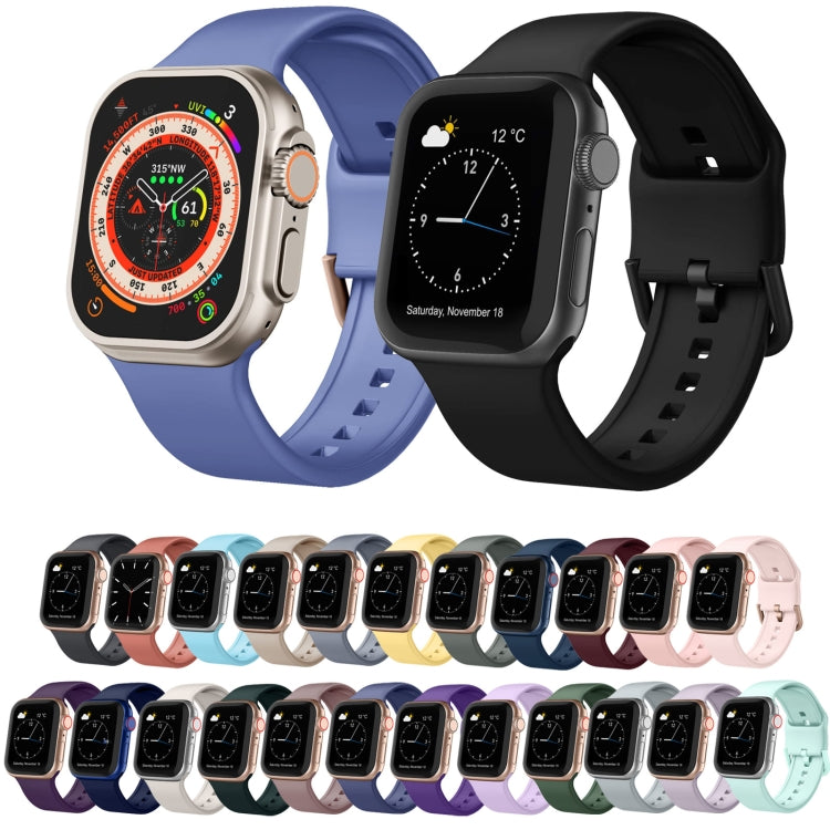 For Apple Watch Series 9 41mm Pin Buckle Silicone Watch Band(Smoked Purple) - Watch Bands by buy2fix | Online Shopping UK | buy2fix