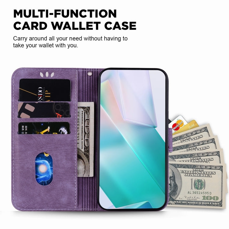 For iPhone 16 Pro Little Tiger Embossed Leather Phone Case(Purple) - iPhone 16 Pro Cases by buy2fix | Online Shopping UK | buy2fix