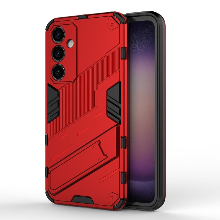 For Samsung Galaxy S23 FE 5G Punk Armor 2 in 1 PC + TPU Shockproof Phone Case with Invisible Holder(Red) - Galaxy S23 FE 5G Cases by buy2fix | Online Shopping UK | buy2fix