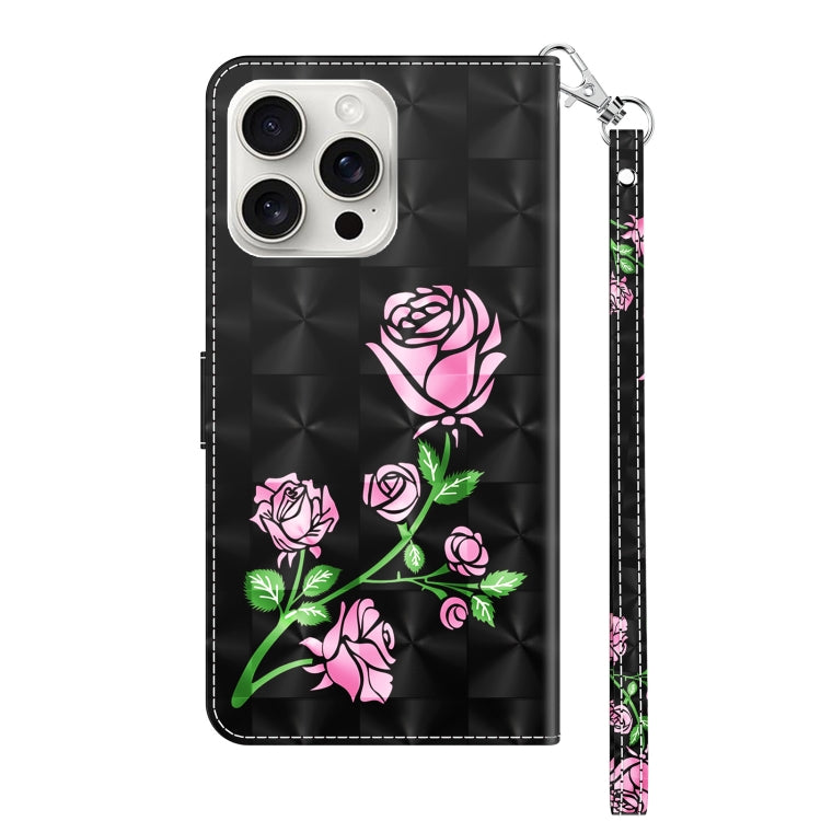 For iPhone 16 Pro Max 3D Painted Leather Phone Case(Rose) - iPhone 16 Pro Max Cases by buy2fix | Online Shopping UK | buy2fix